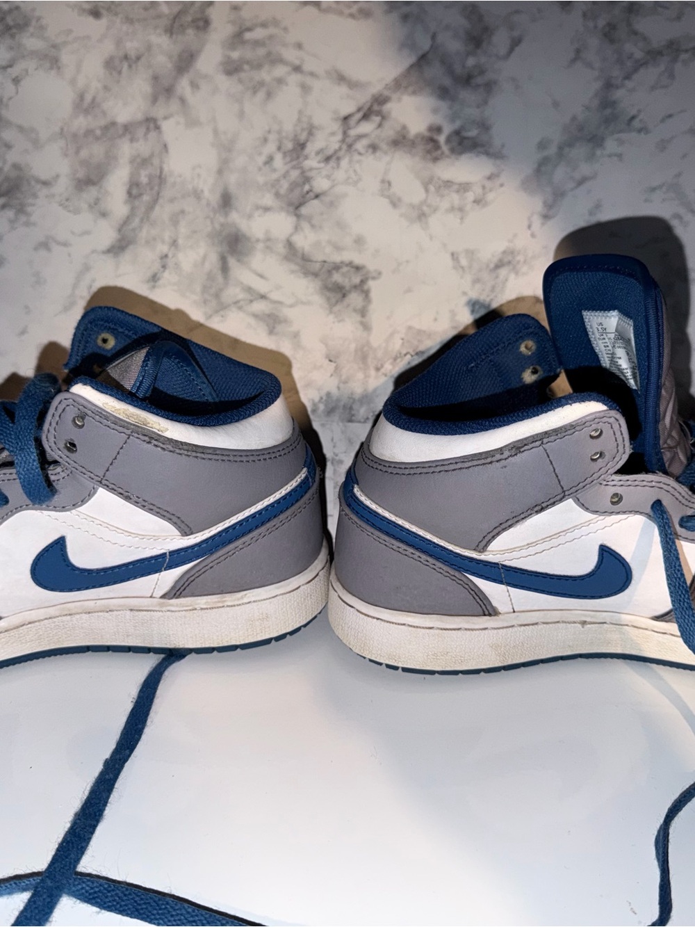 Nike Kids White, Gray and Blue High-Top Sneakers